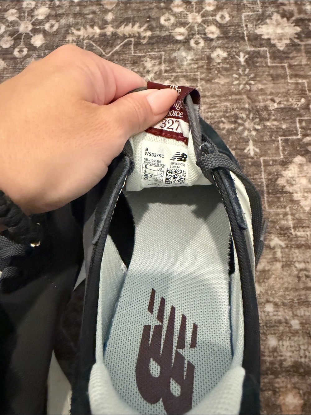 New Balance Black White and Gum Retro Runner Sneakers - Picture 14 of 14
